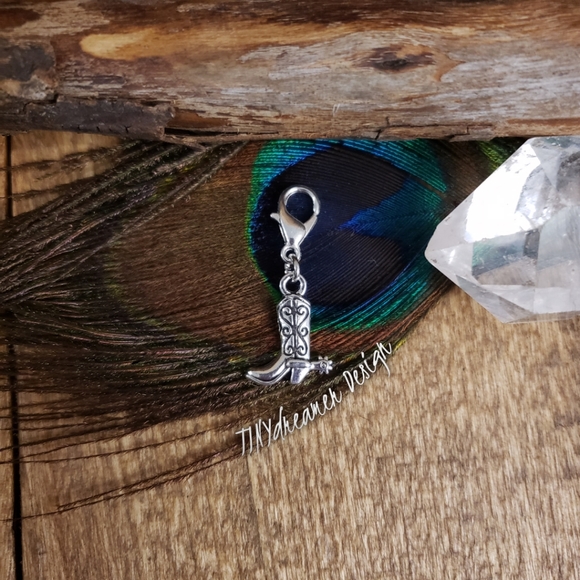 5/$25 Silver Cowboy Boot Charm for Bracelet~Zipper~Bag Clip~ Cowboy Jewelry Gift - Picture 4 of 9